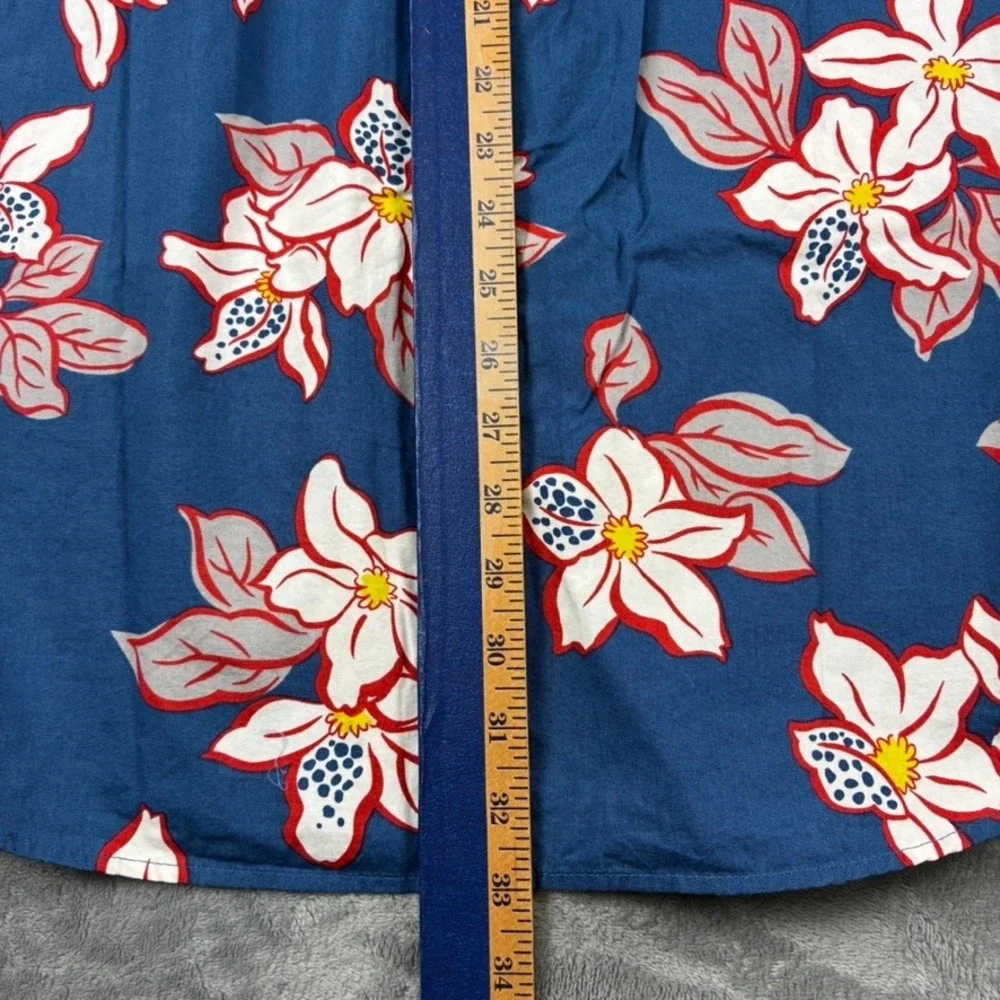 Banana Republic Mens Blue Floral Cotton Short Sleeve Camp Hawaiian Shirt Large
